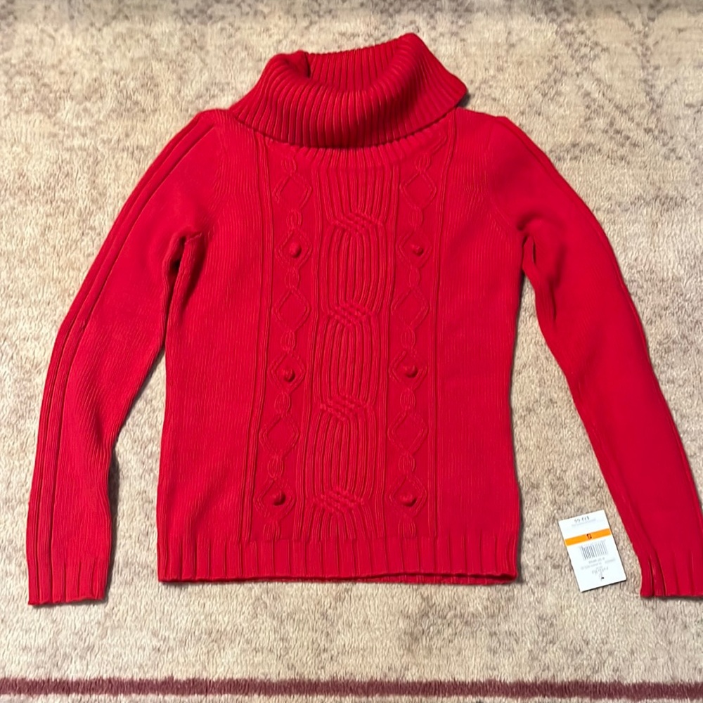 Womens red turtleneck sweater